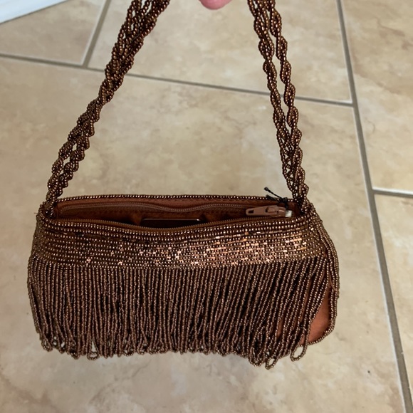 NWT Inge Christopher Brown Copper Beaded Small Evening Purse - Picture 8 of 8